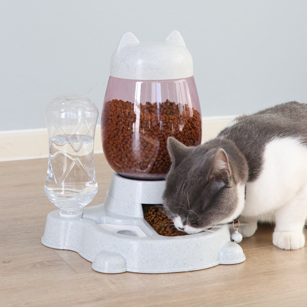 Comedouro e Bebedouro Automático 2 em 1 para Cães e Gatos
