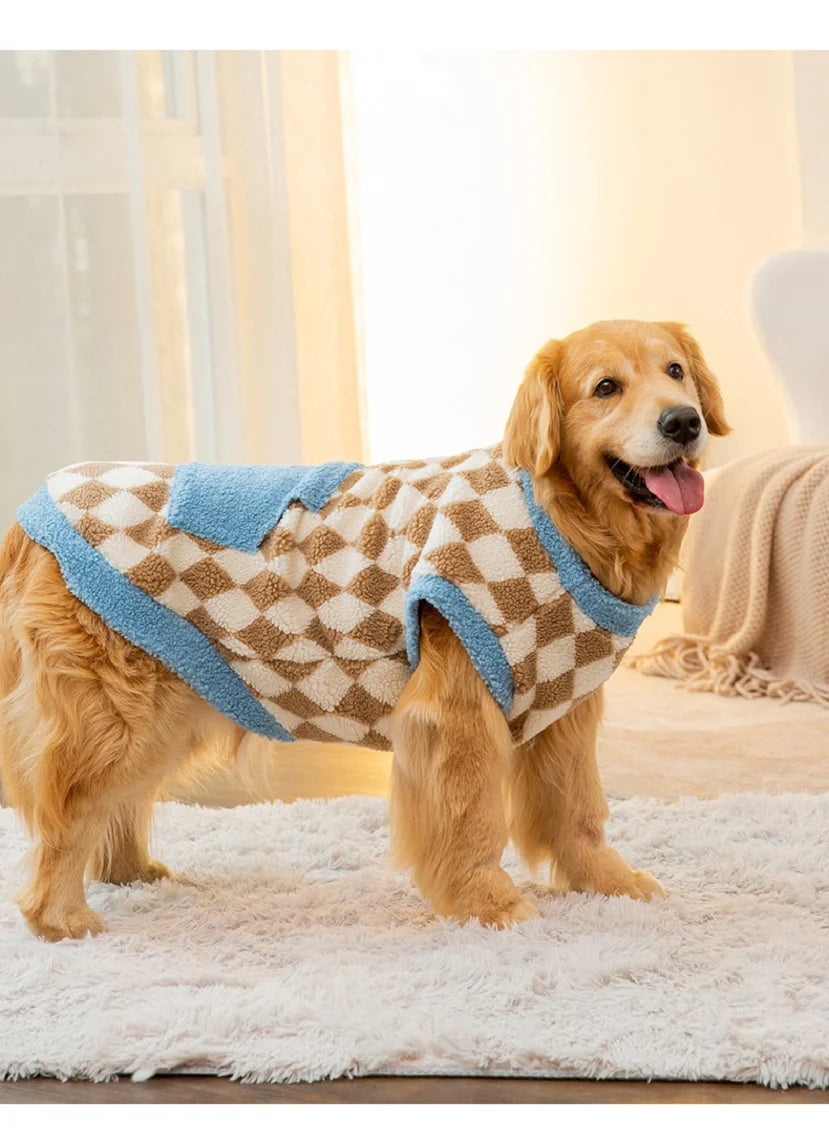 Suéter Xadrez para Cachorro – Roupa Pet Quente de Lã