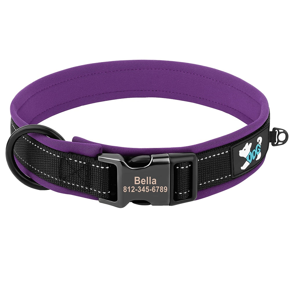 Coleira Personalizada para Cães e Gatos com Faixa Refletiva | Coleira de Identificação