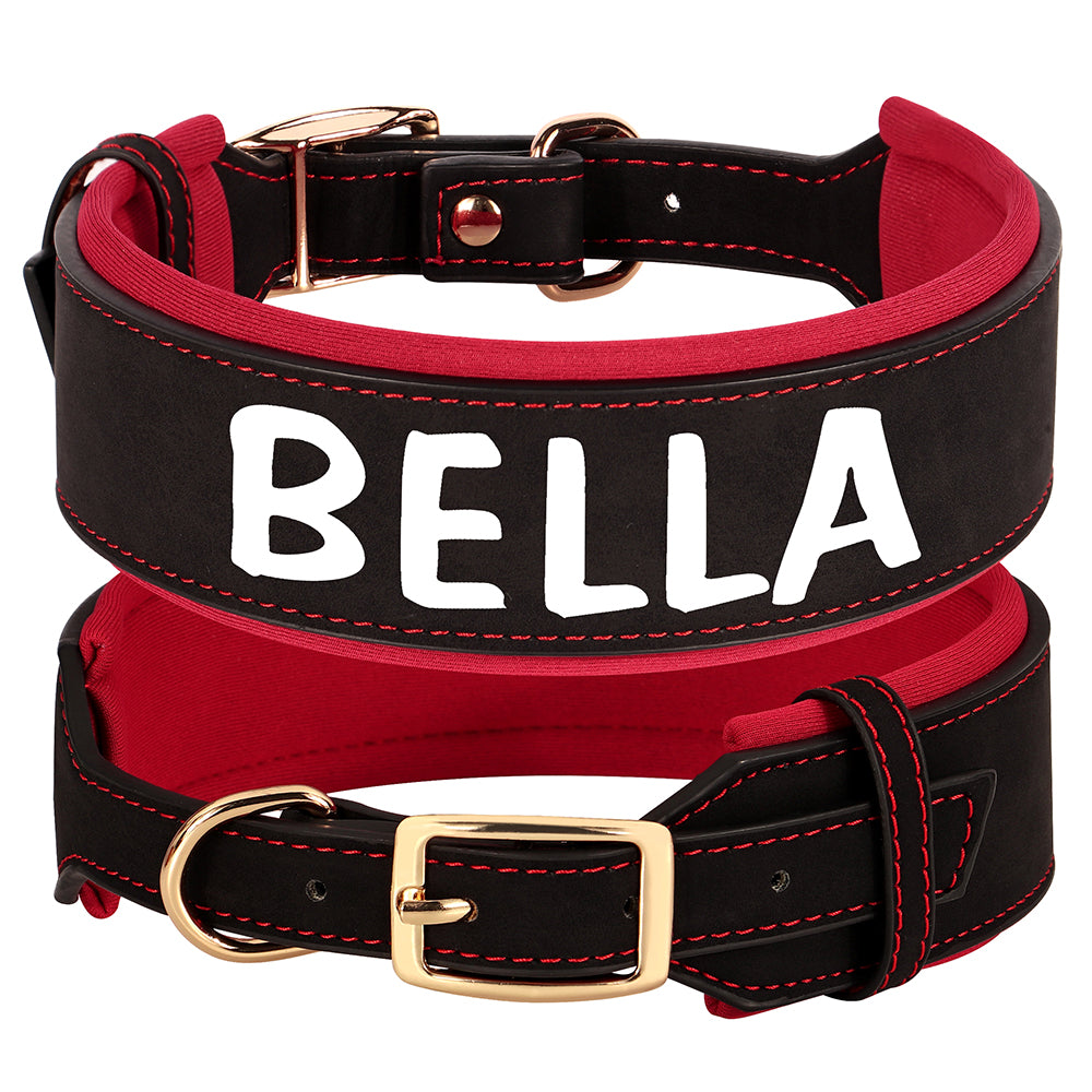 Coleira de Couro Personalizada para Cachorro - Coleira de Identificação