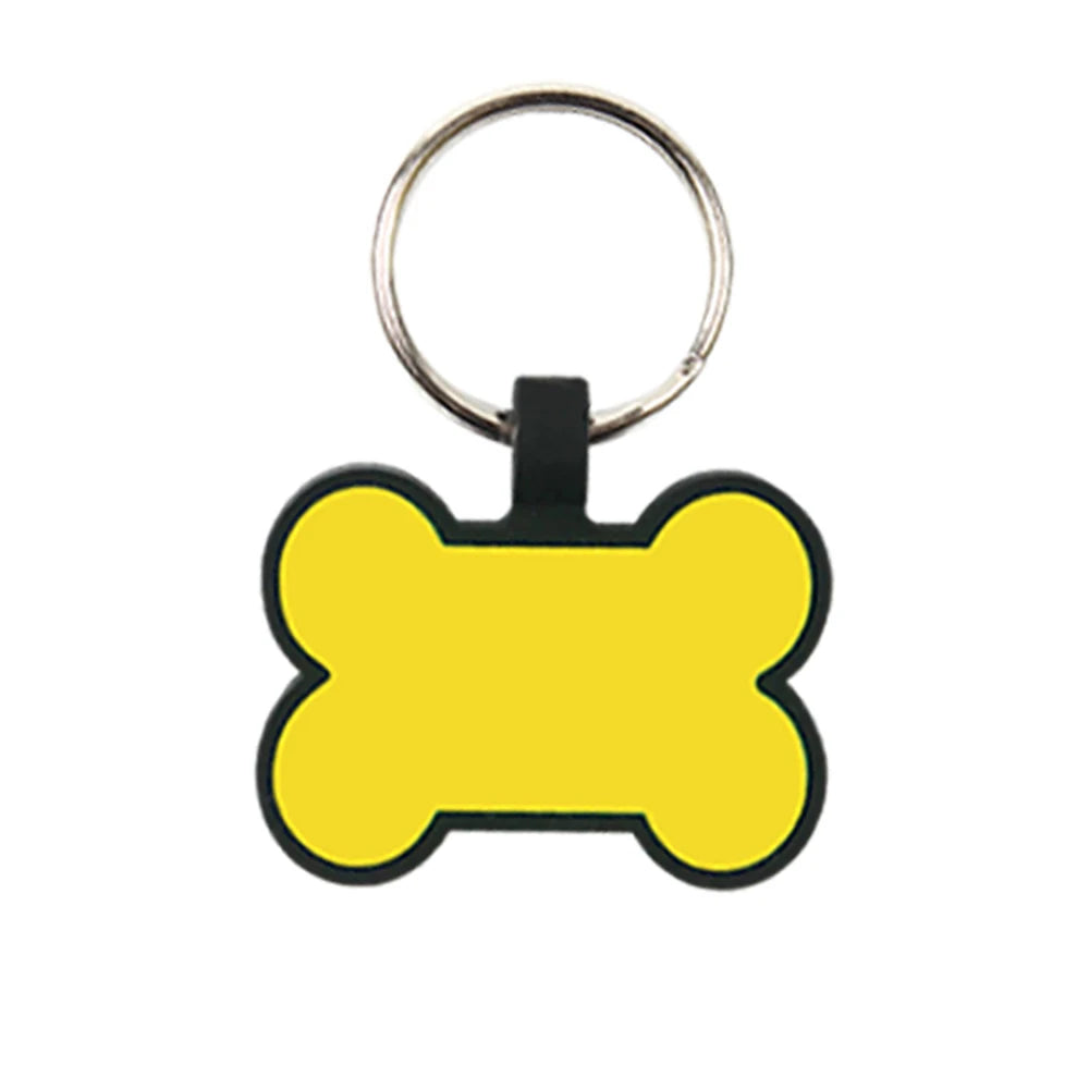 Placa de Identificação Personalizada para Cachorros - Silicone em Formato de Osso