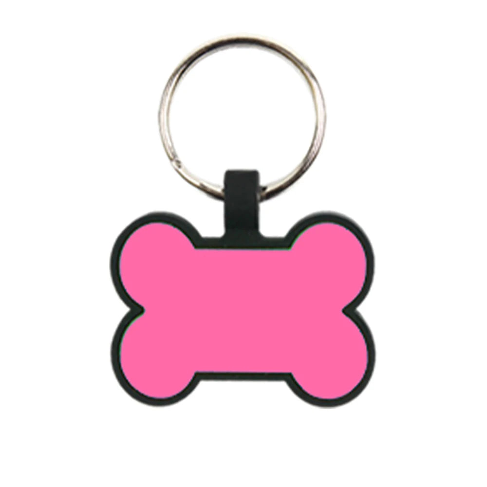 Placa de Identificação Personalizada para Cachorros - Silicone em Formato de Osso