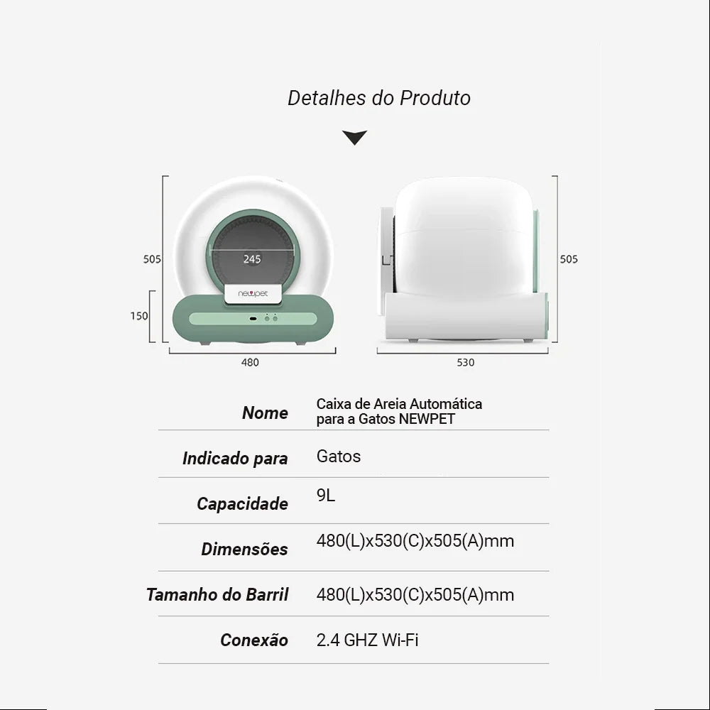 Caixa de Areia Automática para Gatos com APP - Autolimpeza