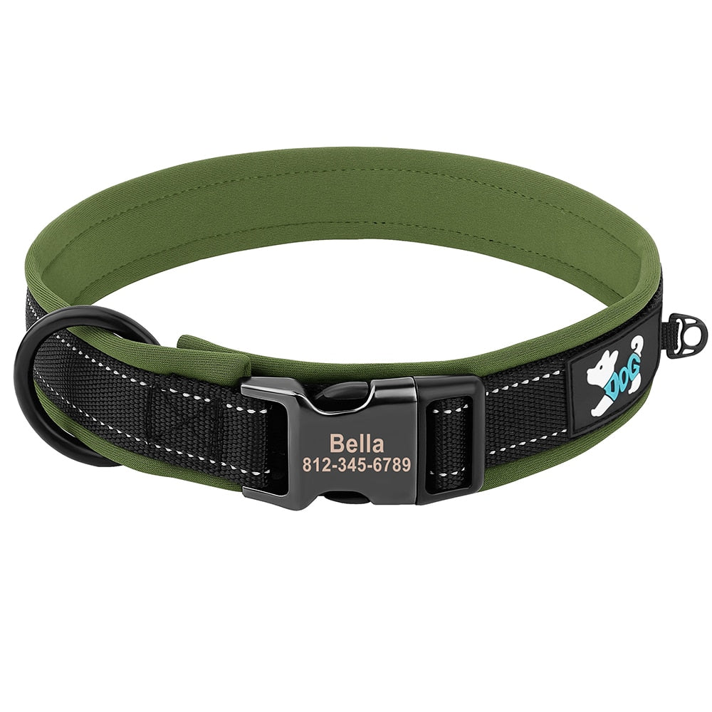 Coleira Personalizada para Cães e Gatos com Faixa Refletiva | Coleira de Identificação