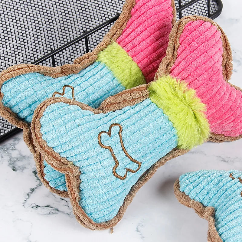 Brinquedo para Cachorro Osso de Pelúcia Interativo