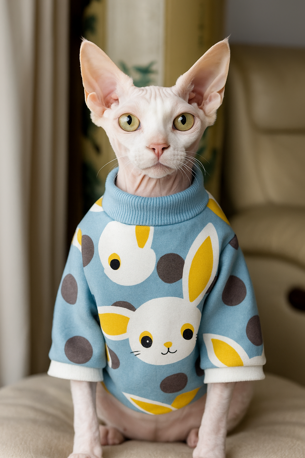 Roupa para cachorro Estampa de Coelho Azul - Roupinhas Pet de Inverno