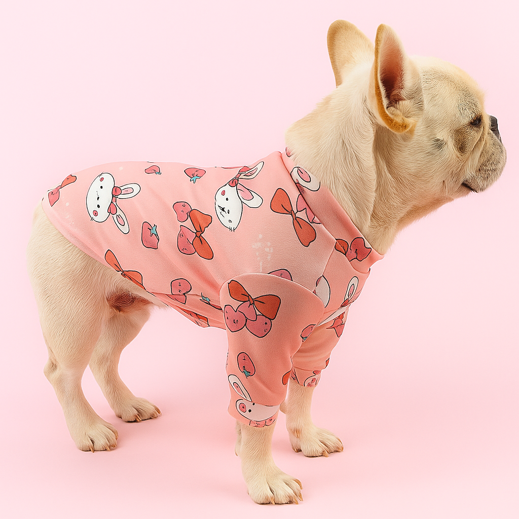 Roupa para cachorro Estampa de Coelho Rosa - Roupinhas Pet de Inverno