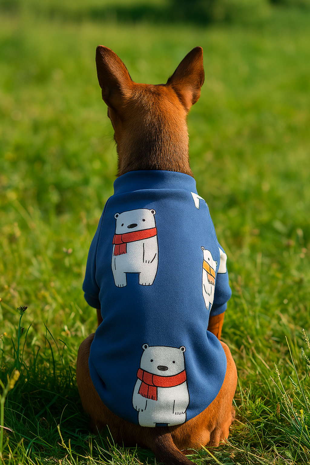 Roupa para cachorro Estampa de Urso azul - Roupinhas Pet de Inverno