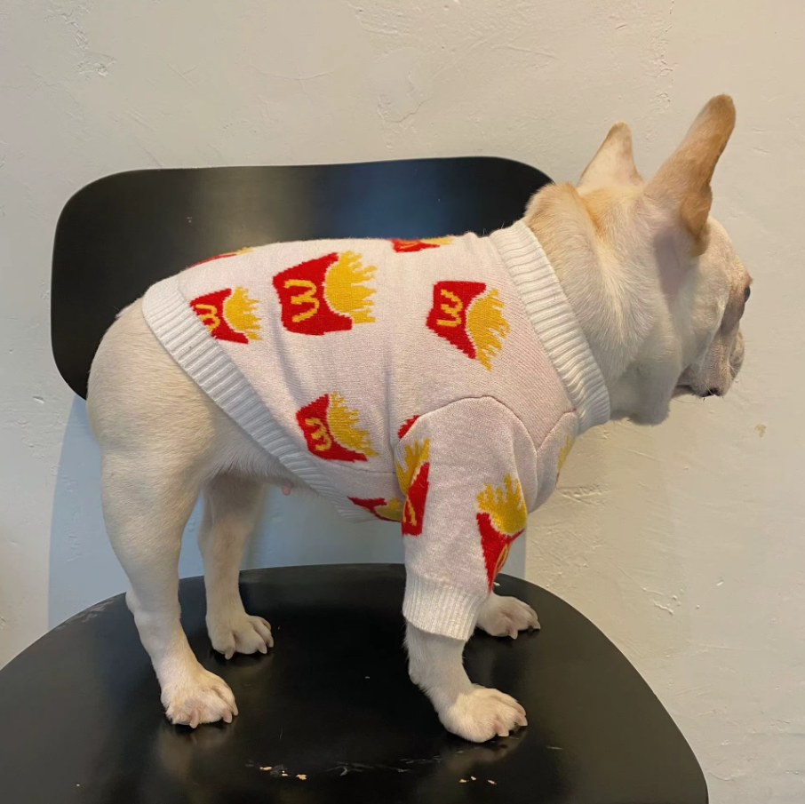 Roupinha de Batatas Fritas para Cachorro Pequeno – Casaco Quentinho de Algodão