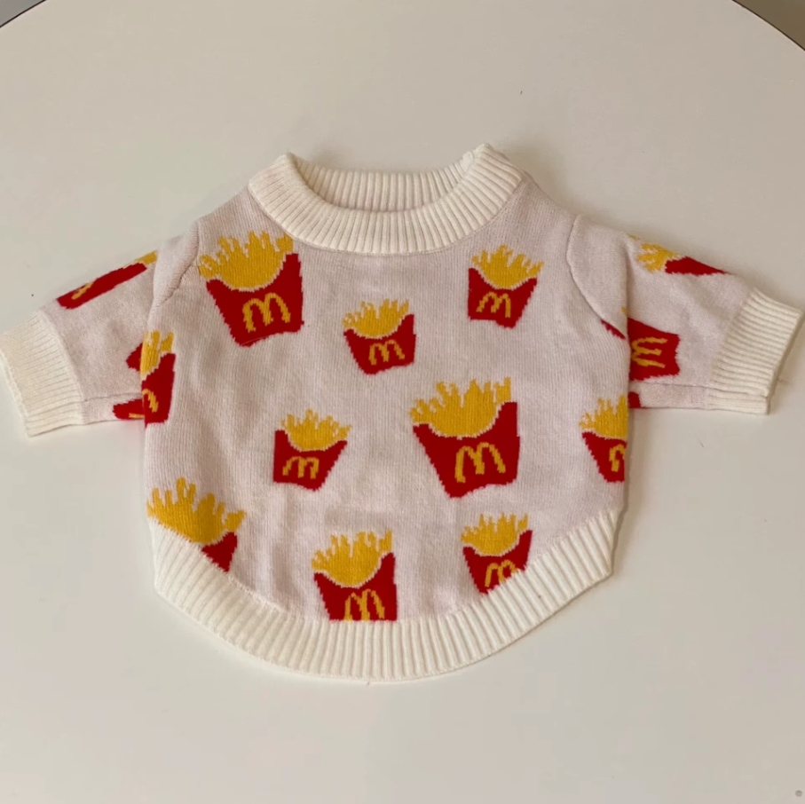 Roupinha de Batatas Fritas para Cachorro Pequeno – Casaco Quentinho de Algodão