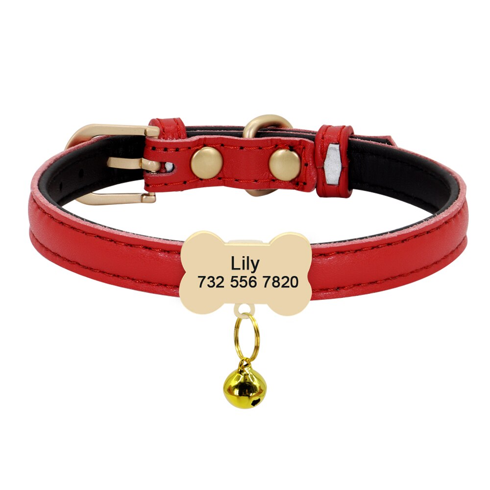 Coleira de Identificação Pingente de Osso pra Cães e Gatos - Personalizada com nome e telefone