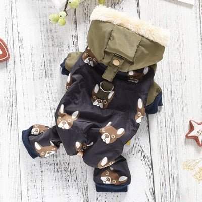 Roupa Pet Conjunto Inverno estampa de Bulldog