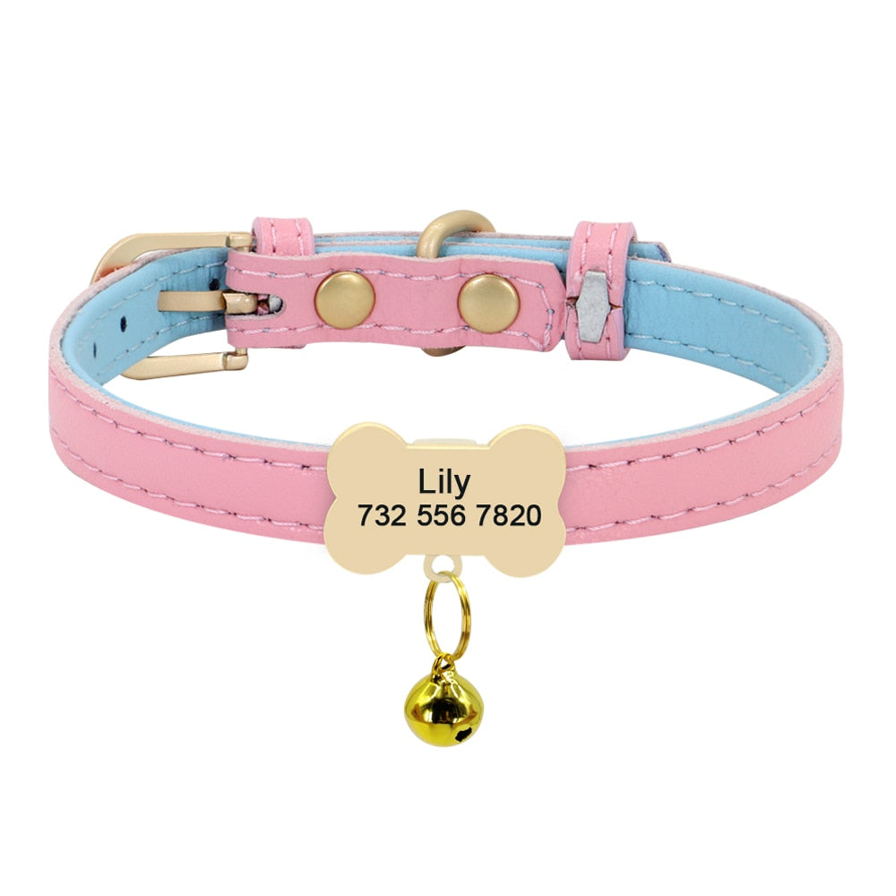 Coleira de Identificação Pingente de Osso pra Cães e Gatos - Personalizada com nome e telefone