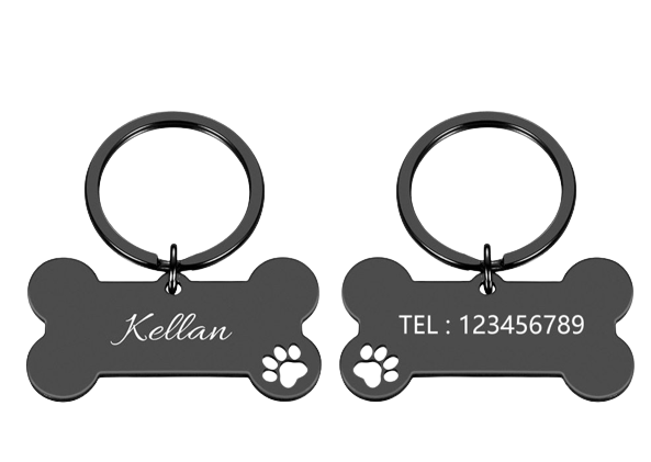 Pingente Personalizado de Identificação pra Coleira de Cães e Gatos - Formato de Osso
