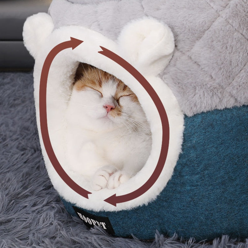 Caminha Toquinha para Cães e Gatos de Pelúcia - Cama 2 em 1
