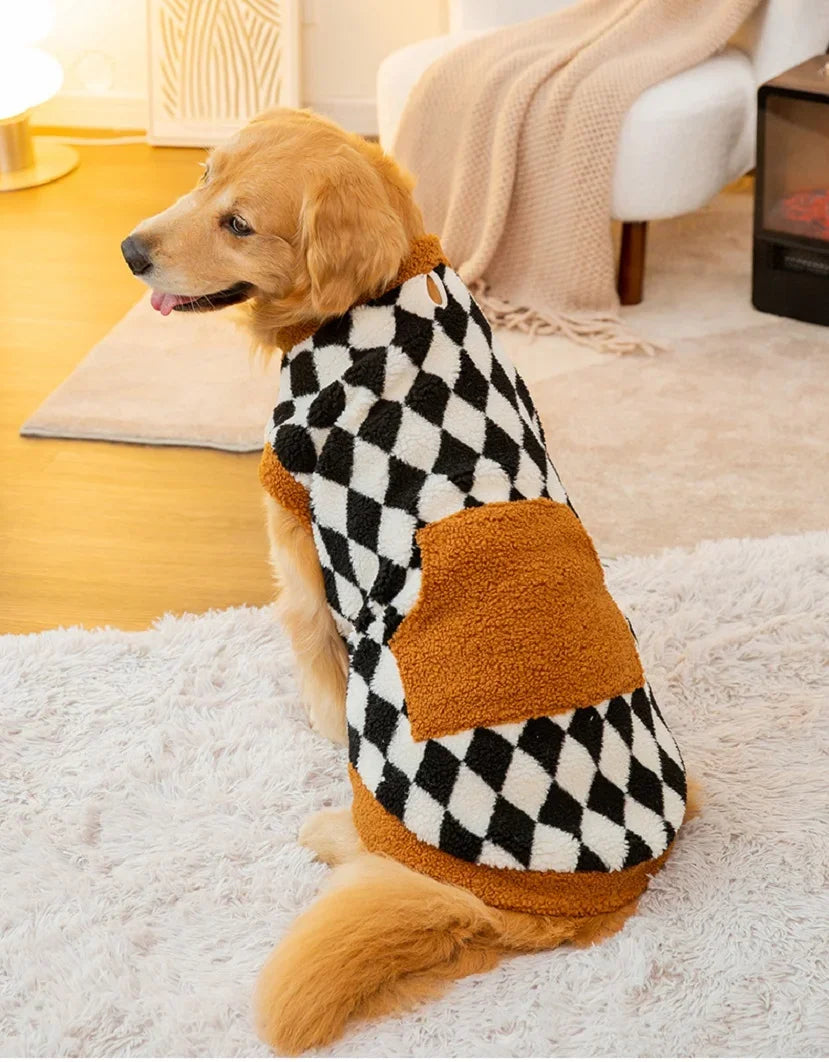 Roupa para Cachorro Suéter Xadrez de Lã