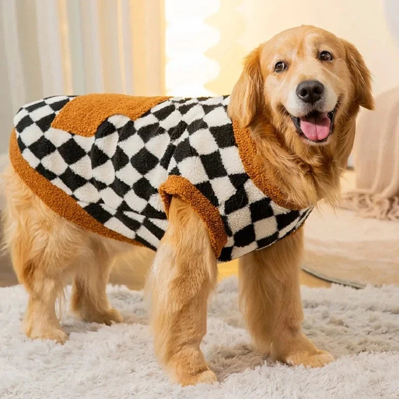 Roupa para Cachorro Suéter Xadrez de Lã