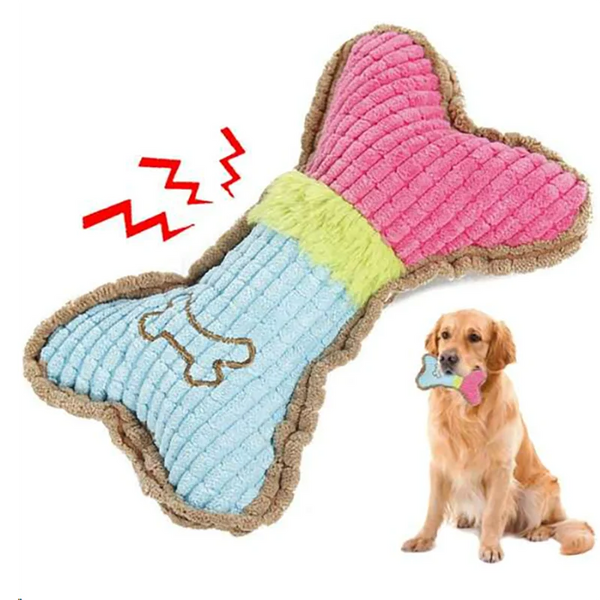 Brinquedo para Cachorro Osso de Pelúcia Interativo