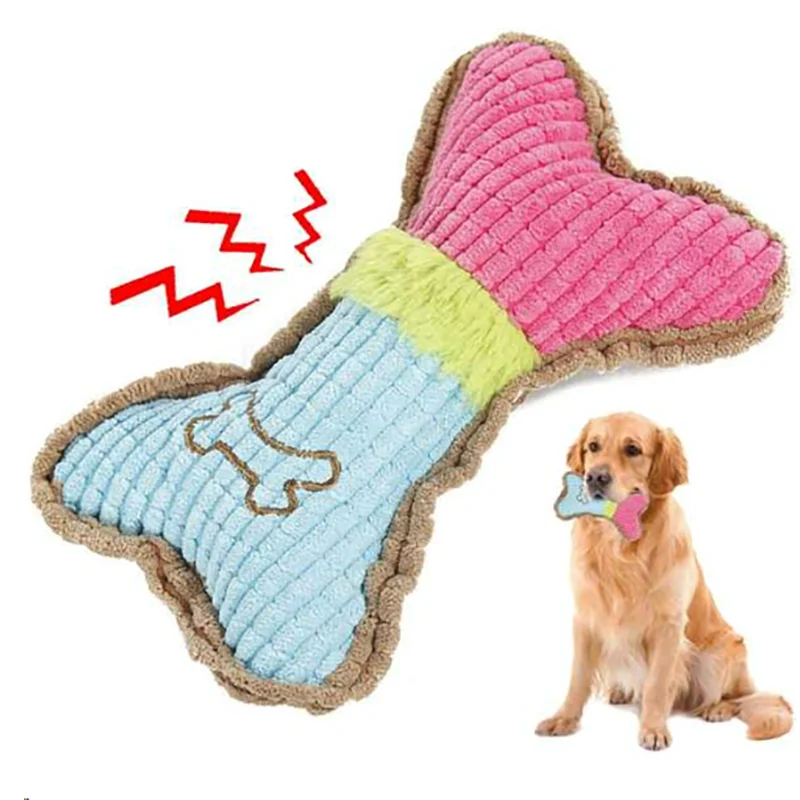 Brinquedo para Cachorro Osso de Pelúcia Interativo