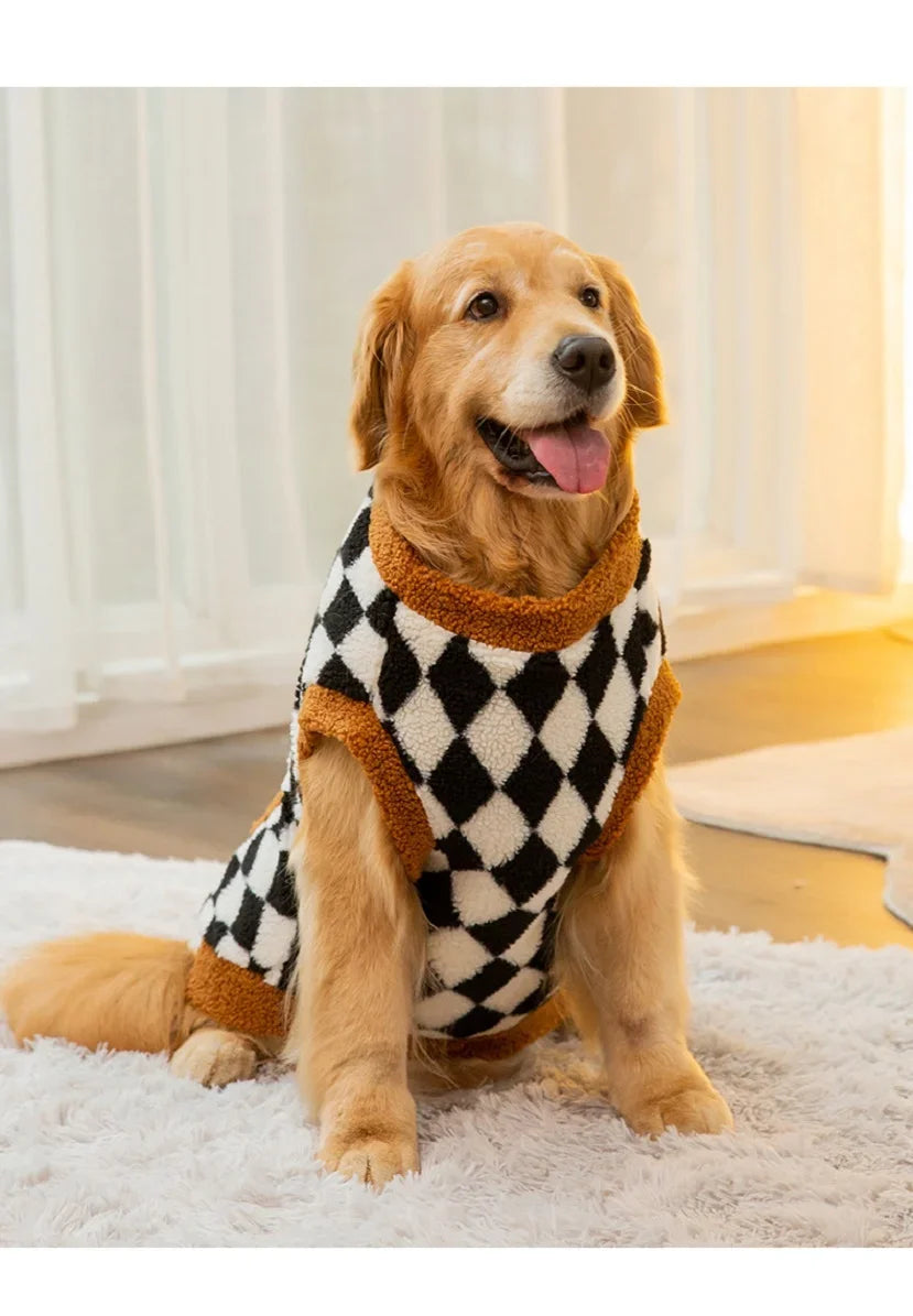 Roupa para Cachorro Suéter Xadrez de Lã
