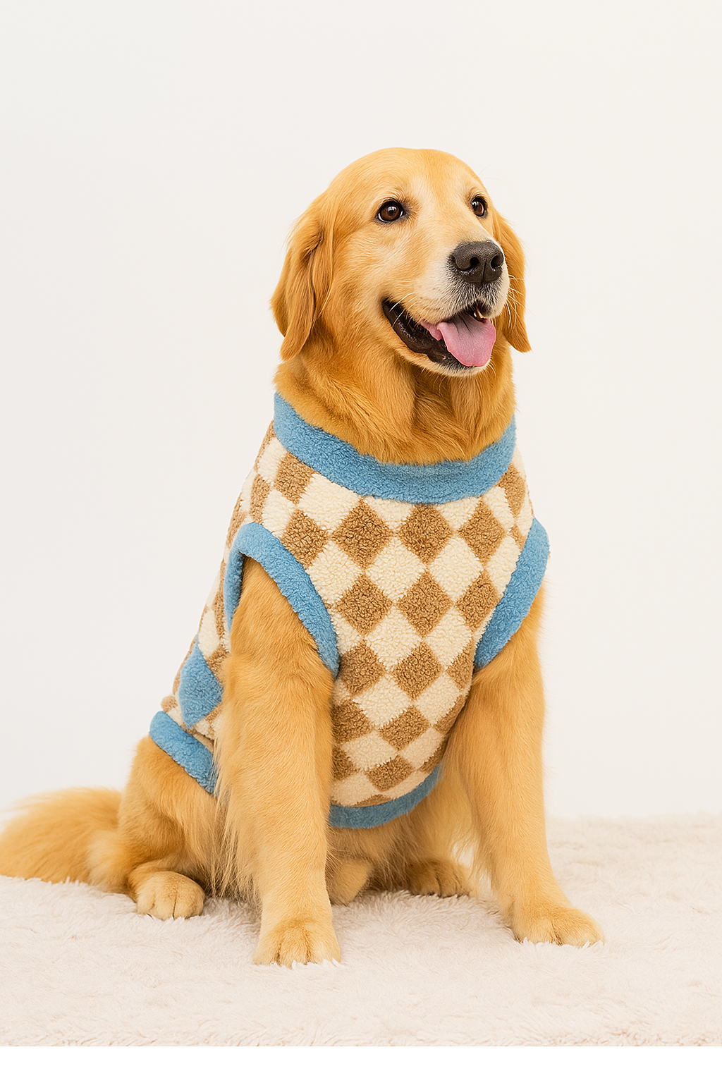 Suéter Xadrez para Cachorro – Roupa Pet Quente de Lã