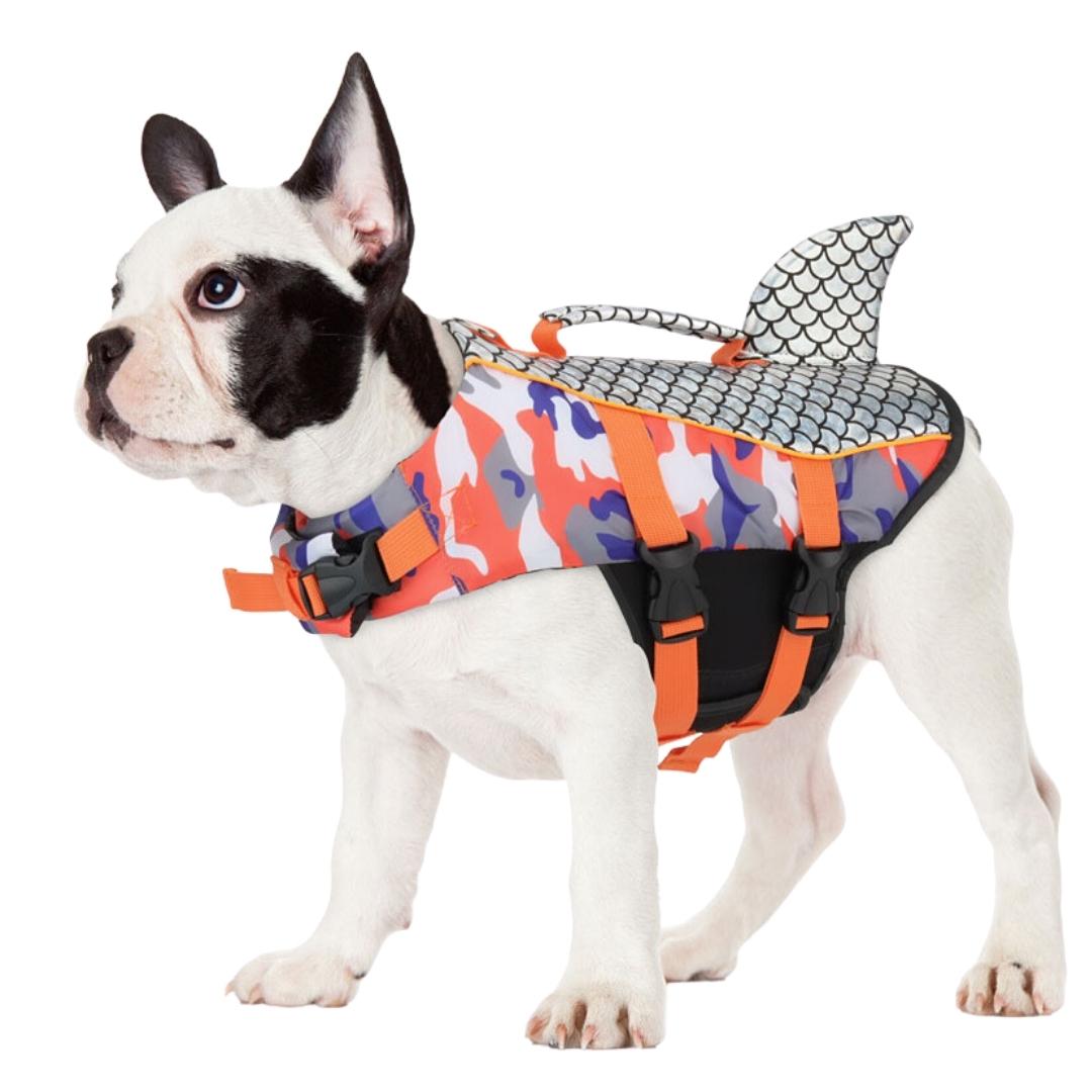 Colete Salva-Vidas para Cachorro - Colete Camuflado de Tubarão