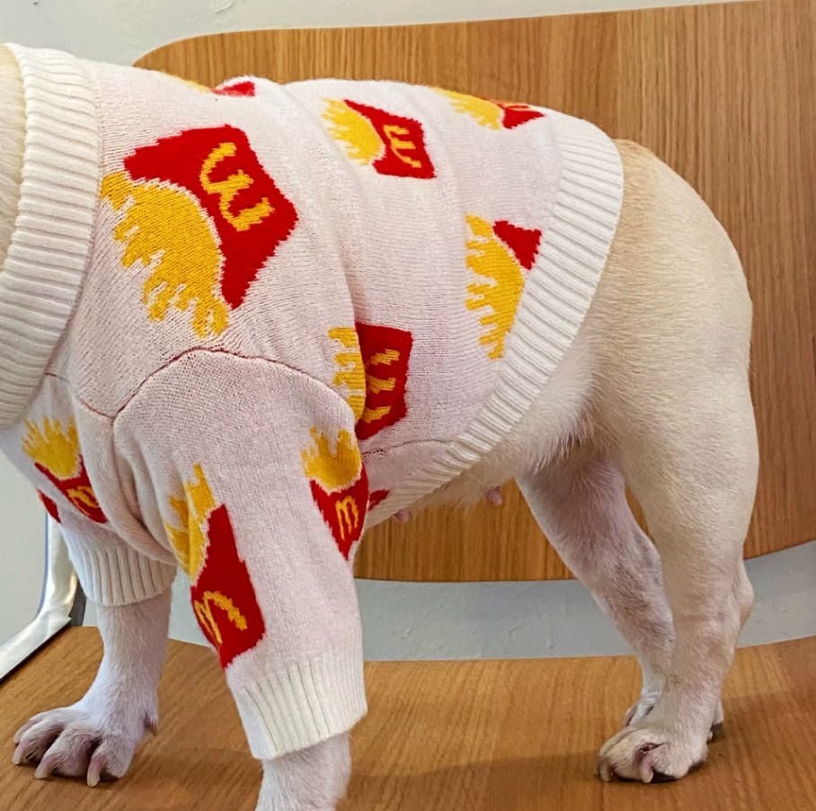 Roupinha de Batatas Fritas para Cachorro Pequeno – Casaco Quentinho de Algodão
