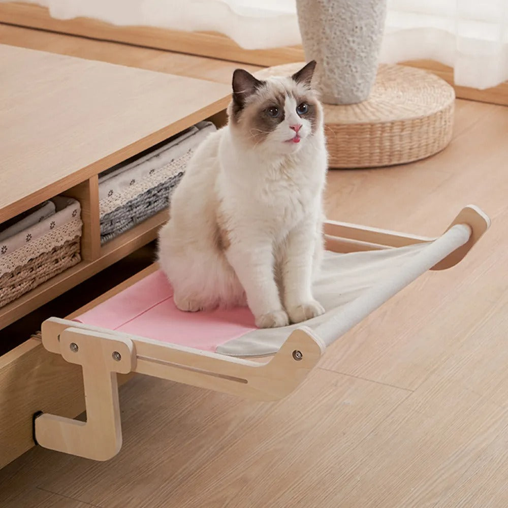 Cama Janeleira de Madeira para Gatos - Cama Suspensa de Ambiente