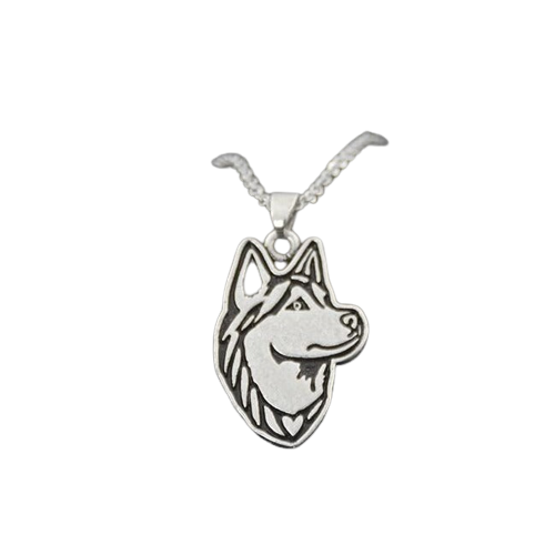 Colar com Pingente de cachorro da raça Husky Siberiano
