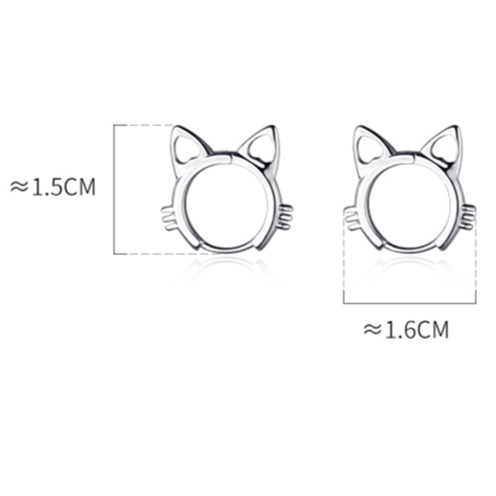 Brinco de Prata 925 orelhinhas felina