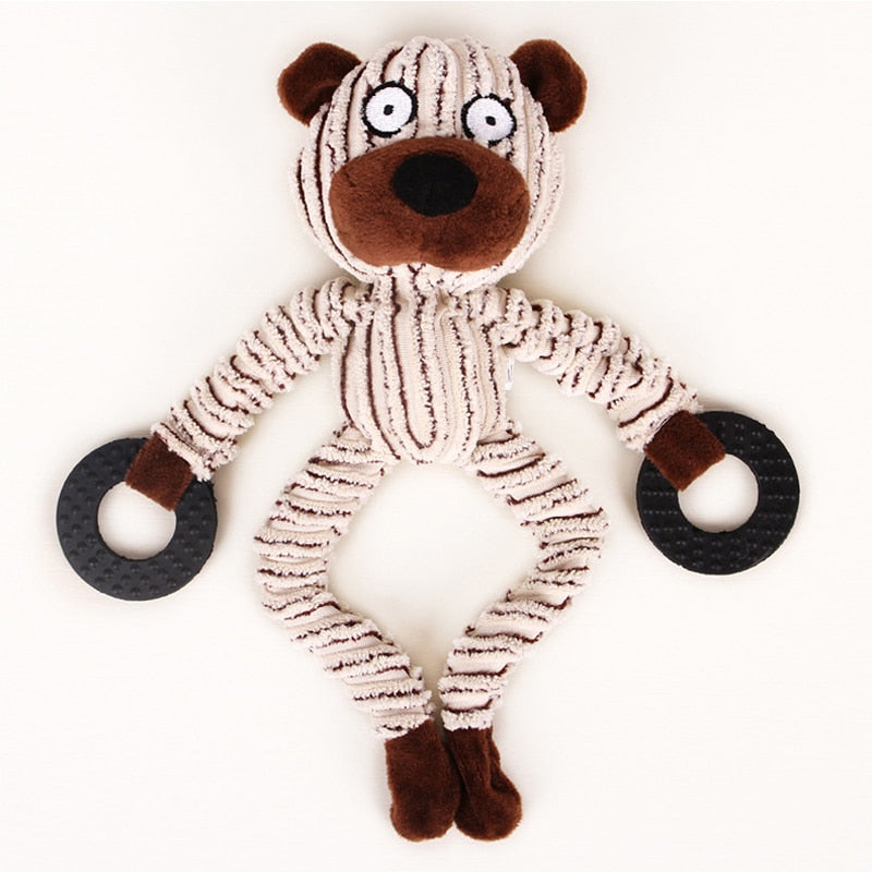 Urso de brinquedo para cães com som - Vaca, macaco ou urso