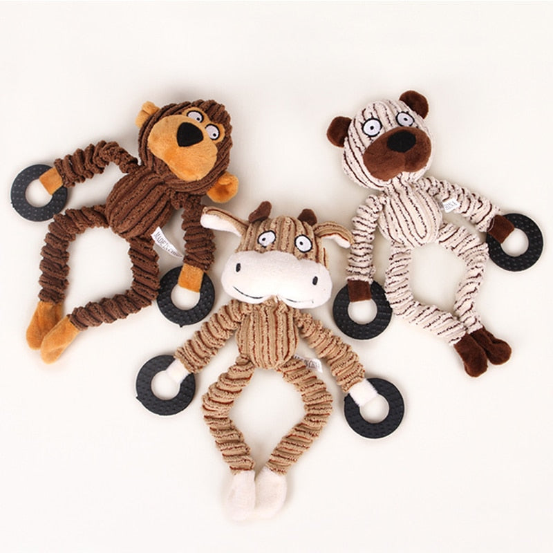 Urso de brinquedo para cães com som - Vaca, macaco ou urso