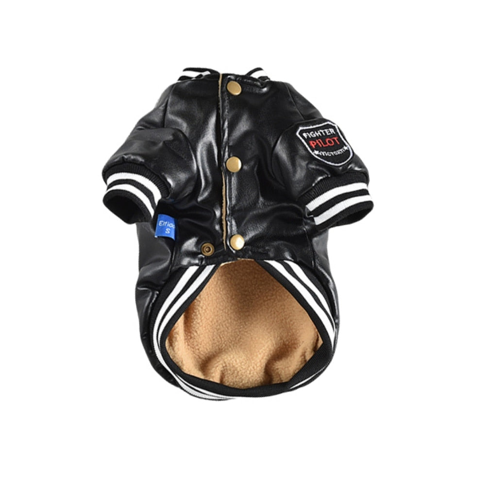 Jaqueta de Couro Motociclista para Cães e Gatos - Roupinha Pet