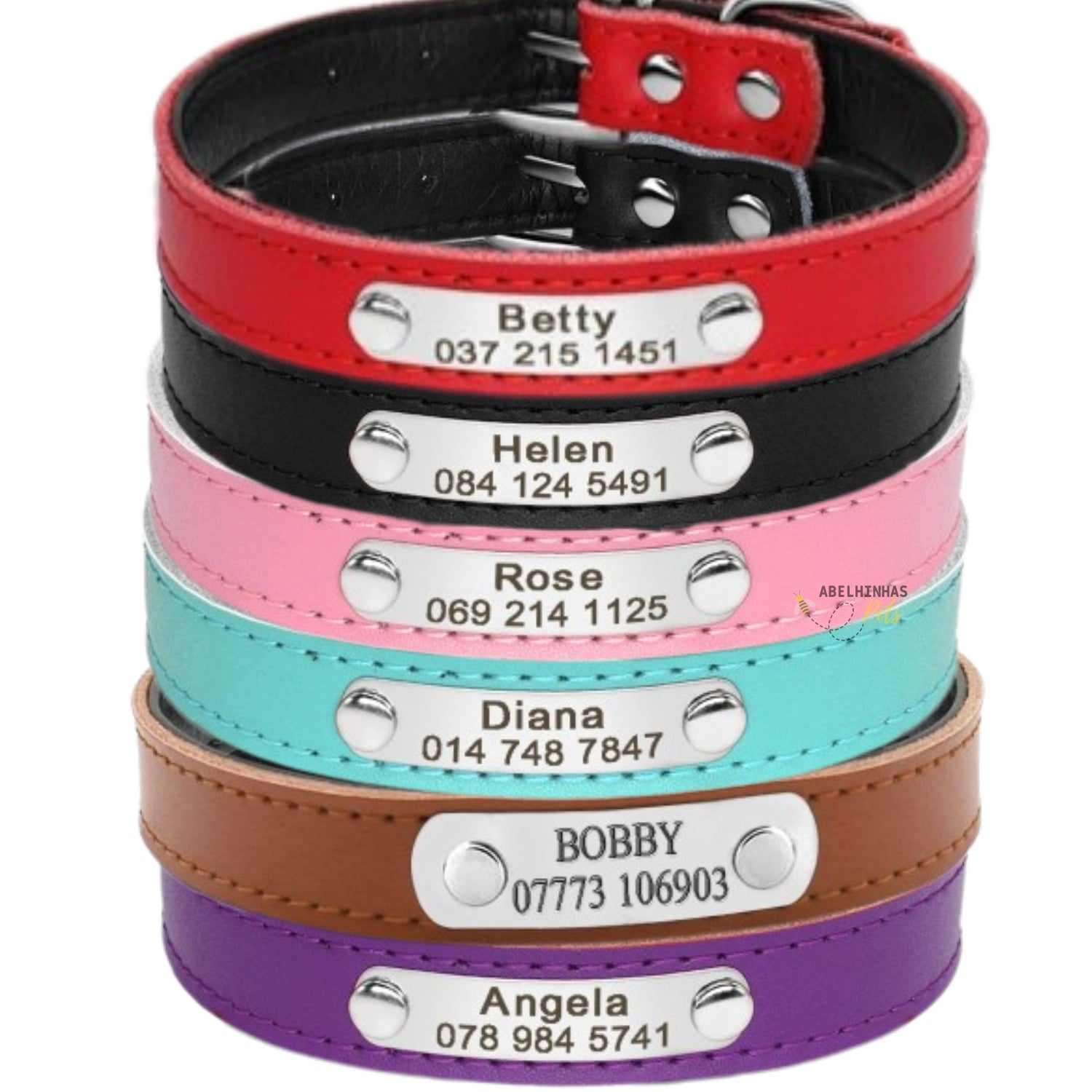 Coleira Personalizada de Identificação resistente para Cachorro e Gatos