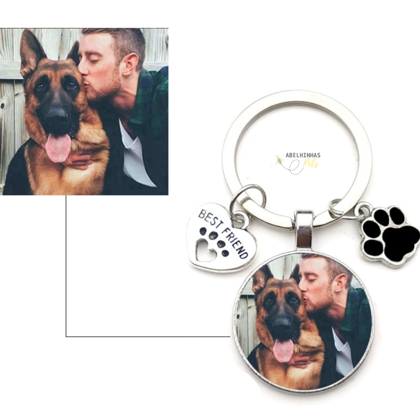 Chaveiro Personalizado meu melhor amigo - Personalize sua foto com seu pet