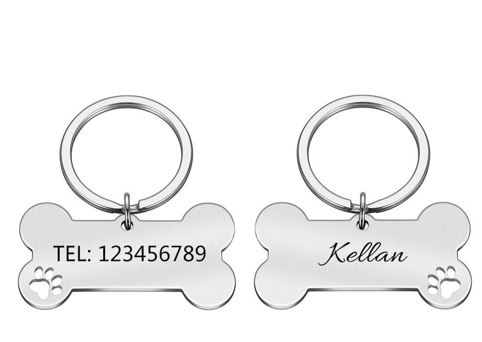 Pingente Personalizado de Identificação pra Coleira de Cães e Gatos - Formato de Osso