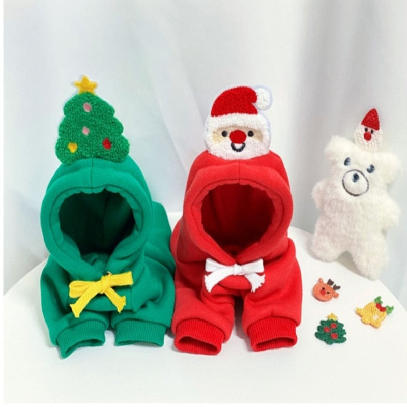 Fantasia pra Gatos e Cachorros de Papai Noel e Árvore de Natal